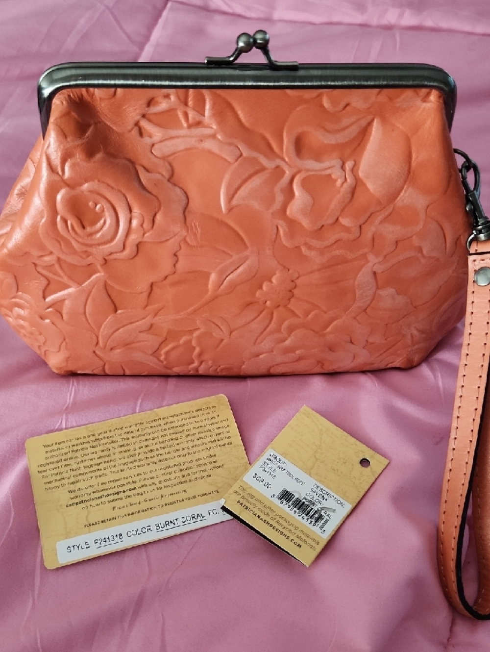 Patricia Nash Savena Kisslock Wristlet-Burnt Coral